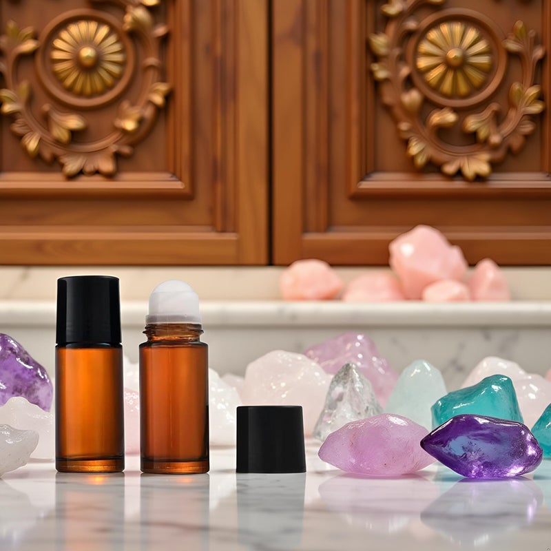 Zhuluck 2Pcs Brown Glass Essential Oil Roller Bottles - Refillable Roll On Bottles for Fragrance, Empty Deodorant Containers Refillable Cosmetic Roller Bottles (50ml) - Image 3